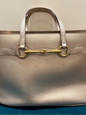 Gucci Rose Gold Metallic Leather Top-Handle Tote Bag
